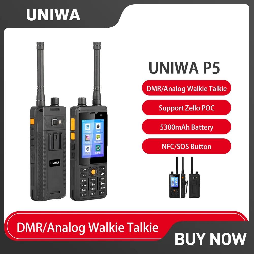 UNIWA P5 DMR/Ƴα 4G ŰŰ ޴,  POC Ʈ, ȵ̵ 1 + 8GB, UHF 400-480mhz, 5300mAh SOS NFC